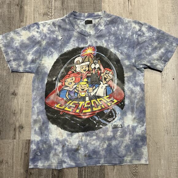 The Jetsons Vintage 1990s T Shirt Blue Tie Dye Hanna Barbara Production Repaired - Picture 1 of 7